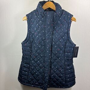 Tommy Hilfiger Blue w/ Red & White Quilted Vest Blue Size L- NWT